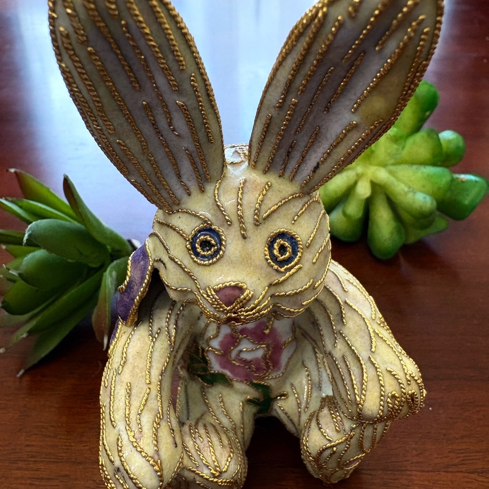 VINTAGE CLOISONNÉ ENAMEL BUNNY